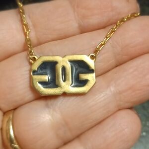 Authentic Givenchy Necklace Vintage Double G logo Black